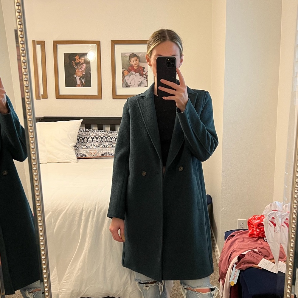 Jcrew Forest Green Daphne Boiled Wool Topcoat, size 2